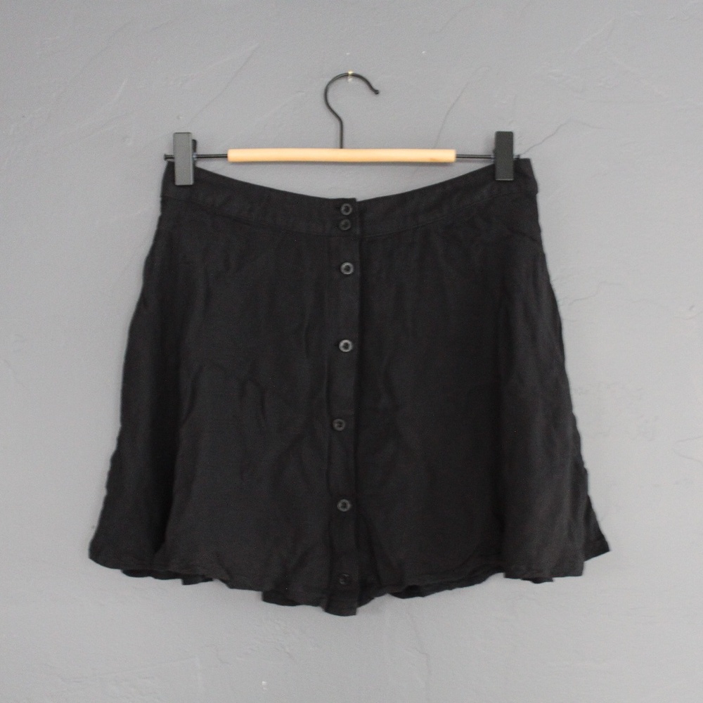 Black cotton mini skirt
